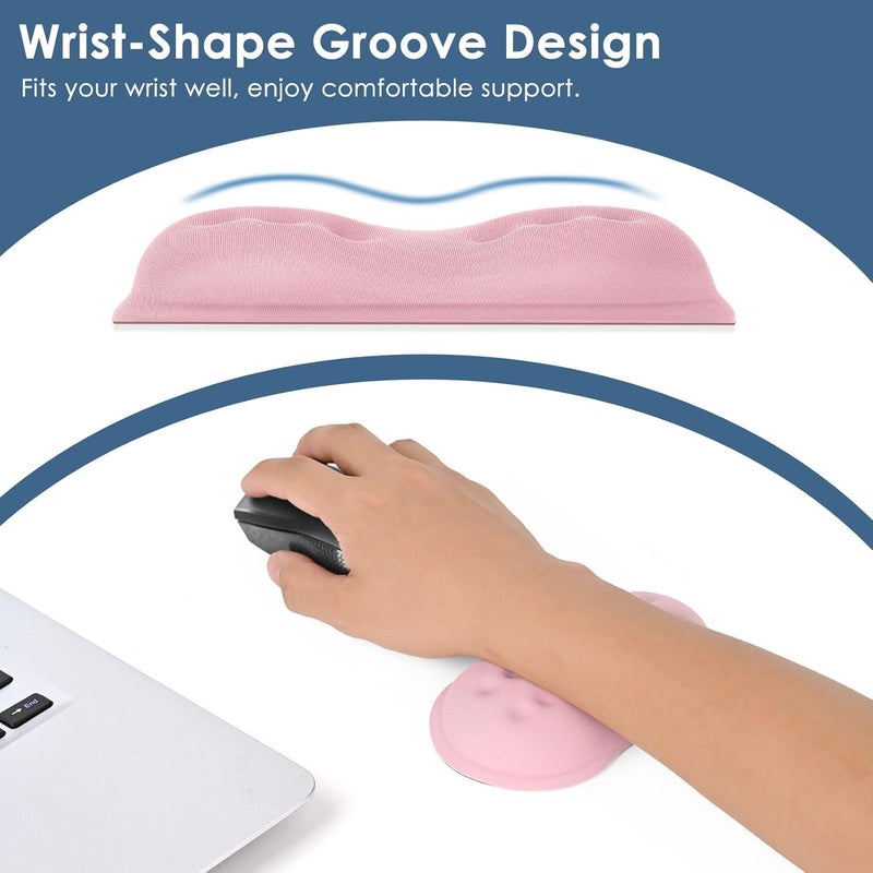Vankey Ergonomic Mouse Wrist Rest, Soft Support, Memory Foam Pad, Non-Slip Base (Pale Pink) - Image 5